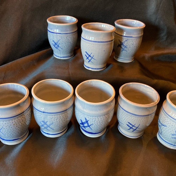 Vintage Gerzit Staffel Cobalt Blue Salt Glazed Pitcher and Glass Set - Picture 8 of 10